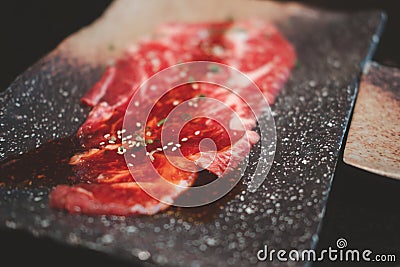 Raw beef for yakiniku style Stock Photo