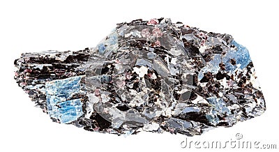 raw blue kyanite in biotite rock isolated on white Stock Photo