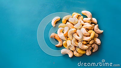 Raw Cashews Large Quantity on Smooth Surface Stock Photo