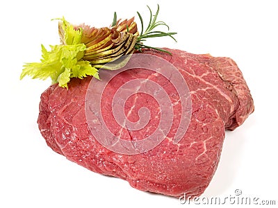 Raw Chateaubriand - Beef isolated on white Background Stock Photo