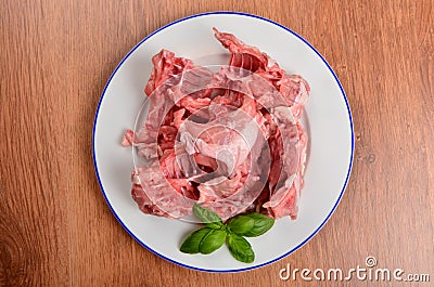 Raw Chicken bones for soup and chicken broth. Fresh chicken skeleton Stock Photo