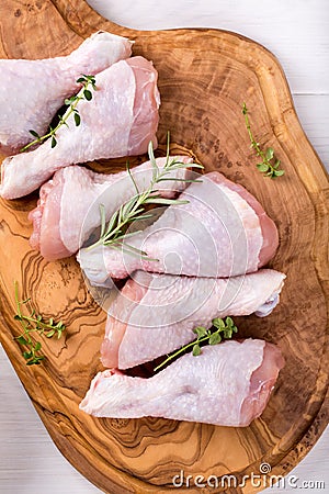 Raw chicken drumsticks Stock Photo