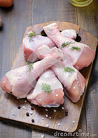 Raw chicken drumsticks Stock Photo