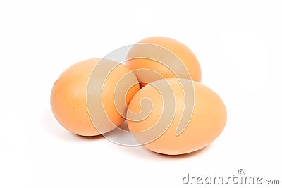 Raw chicken eggs isolated on white background Stock Photo