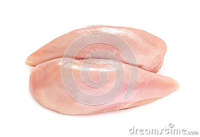 Raw chicken fillet breast isolated on white background. Stock Photo