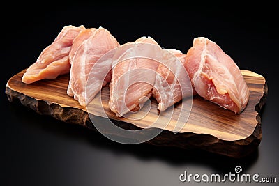 Raw chicken laying on the chopping board Stock Photo