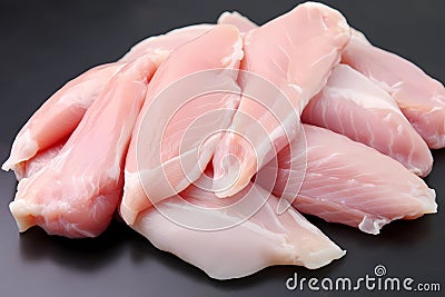 Raw chicken meat and chicken wings laying on black background Stock Photo