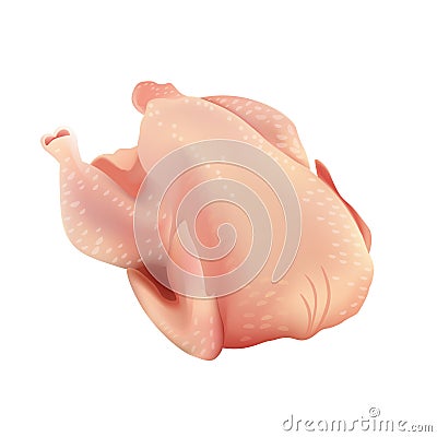 Raw Chicken . Uncooked Food. Isolated On White Background Icon Vector Illustration