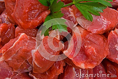 Raw Diced Beef Stock Photo