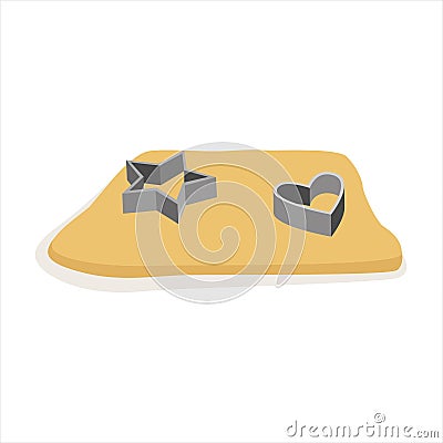 Raw dough for cookies and cookie cutters vector Illustration Vector Illustration