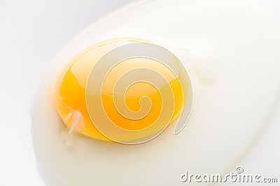 Liquid raw egg, white dish, closeup, food Stock Photo