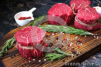 Raw fillet Mignon beef steaks Stock Photo