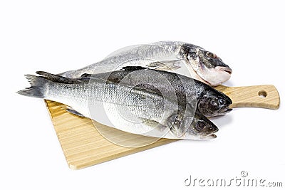 Raw fish on a cutting board Stock Photo