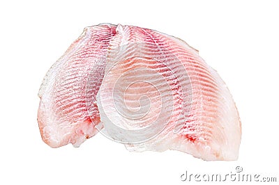 Raw fish telapiya Isolated on white background. Top view. Stock Photo