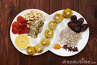 Raw food diet dessert on white plate Stock Photo