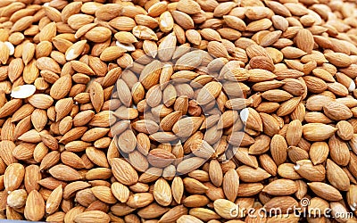 Raw fresh almond, background on bazaar. Stock Photo