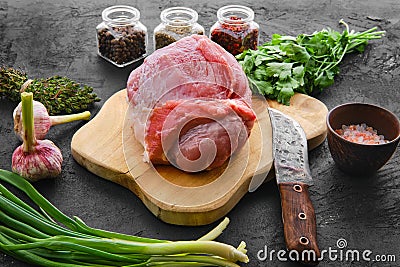 Raw fresh beef bottom round rump roast Stock Photo