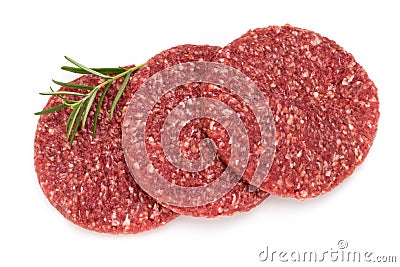 Raw fresh hamburger meat on white. Stock Photo