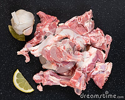 Raw Goat Meat Stock Photo