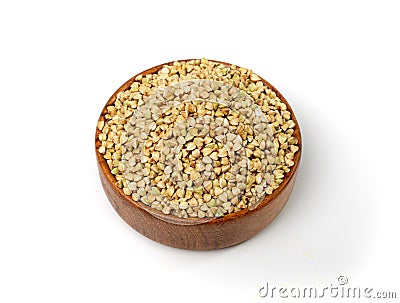 Raw Green Buckwheat Pile Isolated, Dry Buck Wheat Grains, Russian Kasha Heap, Uncooked Buckwheat Cut Out Stock Photo