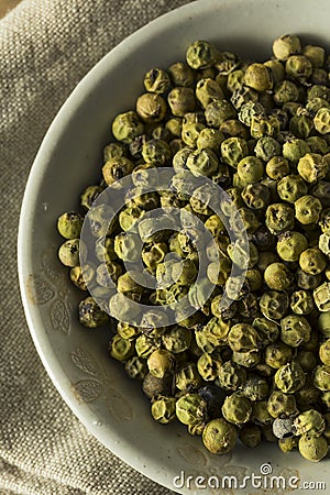 Raw Green Organic Peppercorns Stock Photo