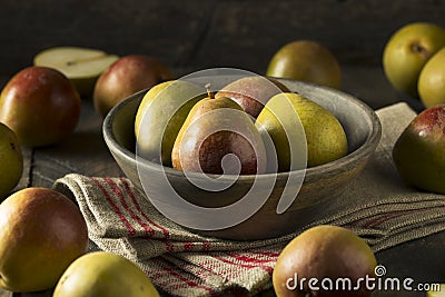 Raw Green Organic Seckel Pears Stock Photo