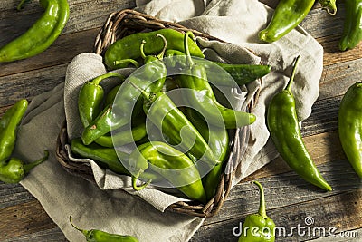 Raw Green Spicy Hatch Peppers Stock Photo