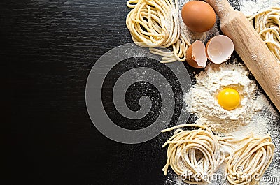 Raw homemade pasta Stock Photo