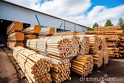 raw materials stacked in a factory site Stock Photo