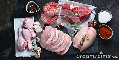 Raw meat assortment Stock Photo