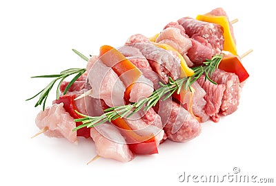 Raw meat skewers Stock Photo