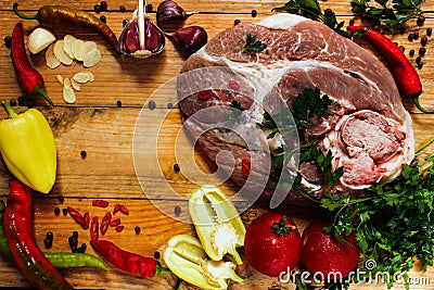 Raw meat with vegetables Stock Photo