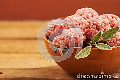 Raw meatballs Stock Photo