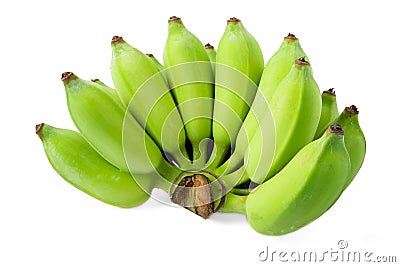 Raw Namwa bananas that are green Stock Photo