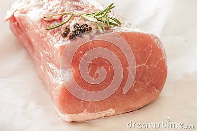 Raw Organic Boneless Pork Chops Stock Photo