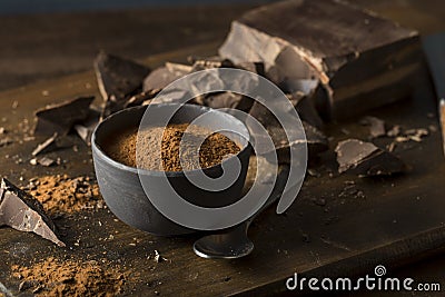 Raw Organic Dark Chocolate Cocoa Powder Stock Photo