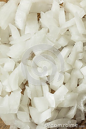 Raw Organic Diced White Onion Stock Photo