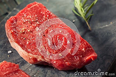 Raw Organic Grass Fed Sirloin Steak Stock Photo