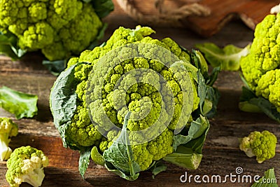 Raw Organic Green Broccoli Cauliflower Stock Photo