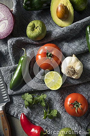 Raw Organic Healthy Mexican Vegetables and Herb Stock Photo