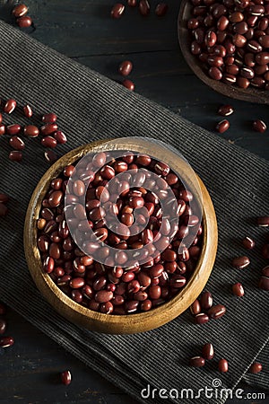 Raw Organic Red Adzuki Beans Stock Photo