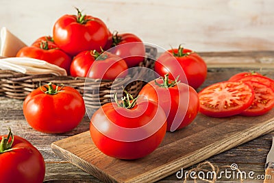 Raw Organic Red Beefsteak Tomatoes Stock Photo