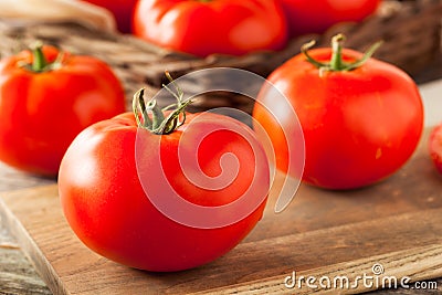 Raw Organic Red Beefsteak Tomatoes Stock Photo