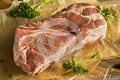 Raw Organic Red Pork Shoulder Stock Photo