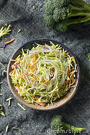 Raw Organic Shredded Broccoli Slaw Stock Photo