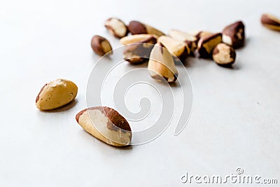 Raw Organic Stack of Brazil Nuts without Shell Stock Photo