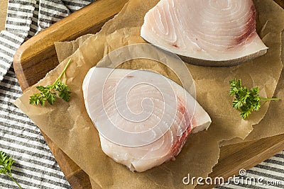 Raw Organic Swordfish Steak Filets Stock Photo