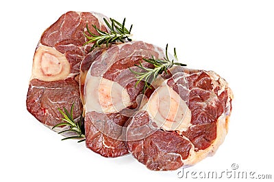Raw Osso Bucco Veal Shanks Top View Isolated Stock Photo