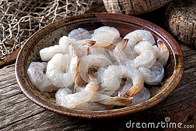 Raw Pacific White Shrimp Stock Photo