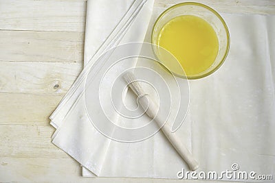 Raw Phyllo Dough Sheets Stock Photo